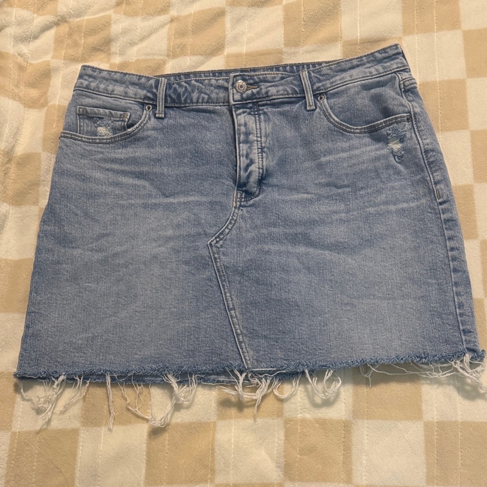 Old Navy Light Blue Frayed Denim Mini Skirt